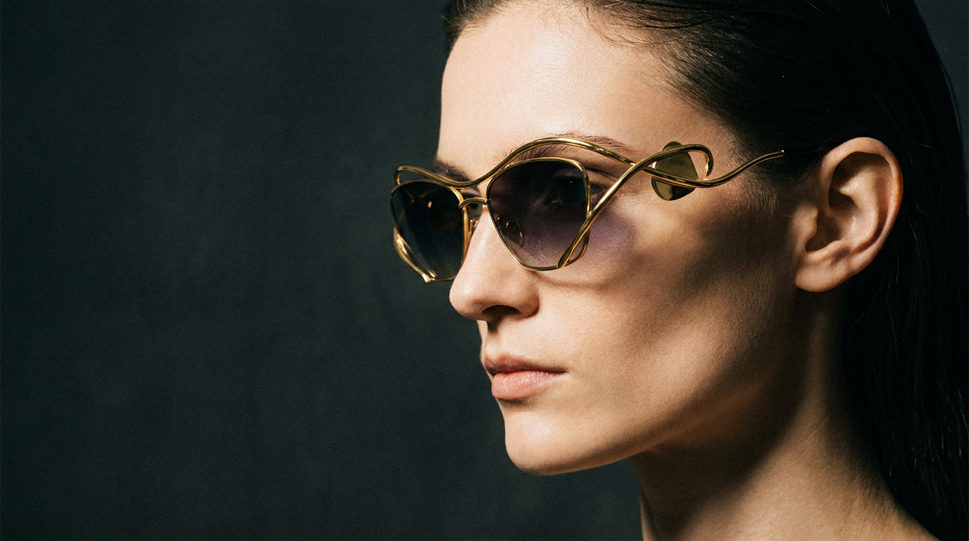 A model wearing the gold aviators
