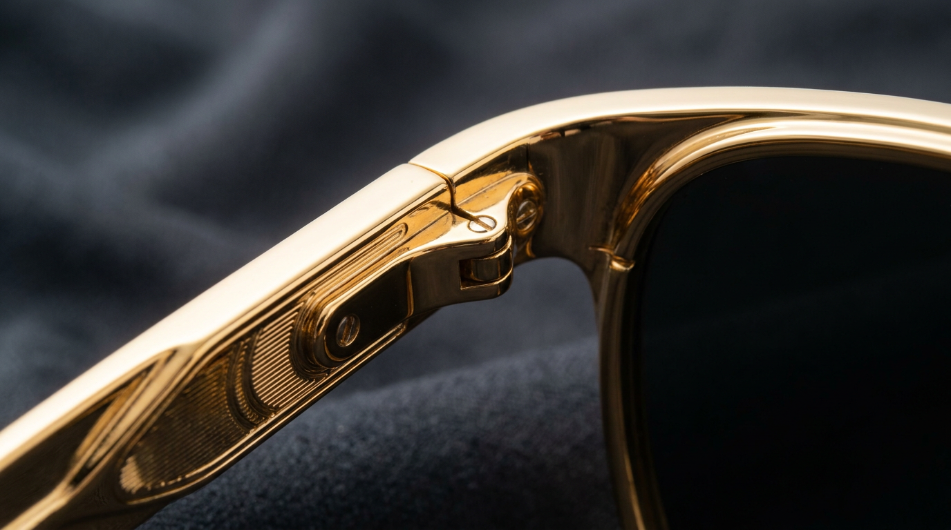 The polished gold hinge detail